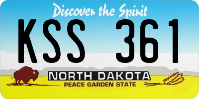ND license plate KSS361
