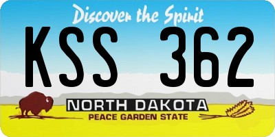 ND license plate KSS362