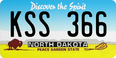 ND license plate KSS366
