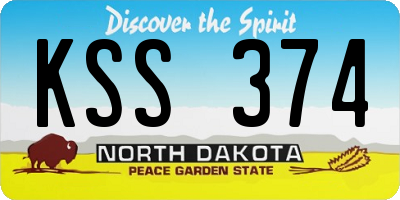 ND license plate KSS374