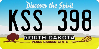 ND license plate KSS398