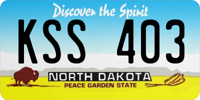 ND license plate KSS403