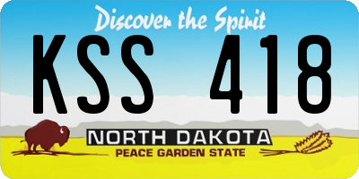 ND license plate KSS418