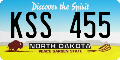 ND license plate KSS455