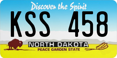 ND license plate KSS458