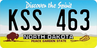 ND license plate KSS463