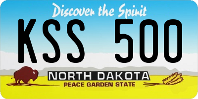 ND license plate KSS500