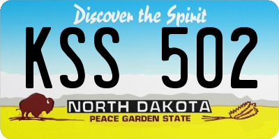 ND license plate KSS502
