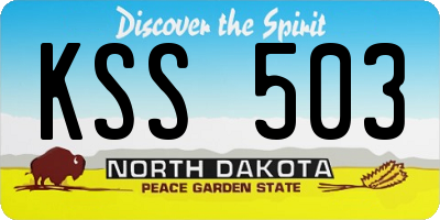ND license plate KSS503