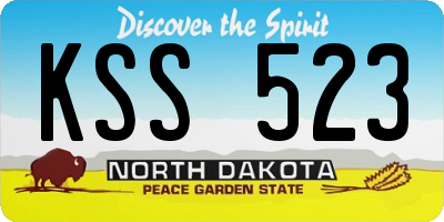 ND license plate KSS523