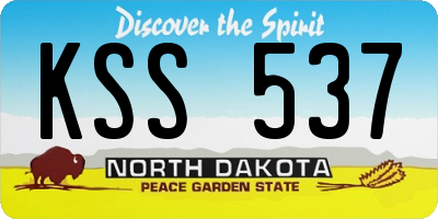 ND license plate KSS537