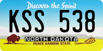 ND license plate KSS538