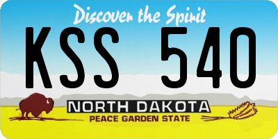 ND license plate KSS540