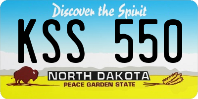 ND license plate KSS550