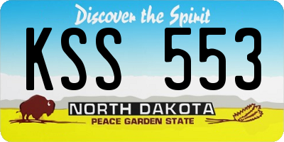 ND license plate KSS553