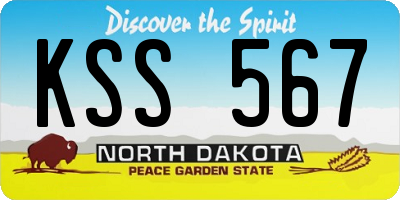 ND license plate KSS567