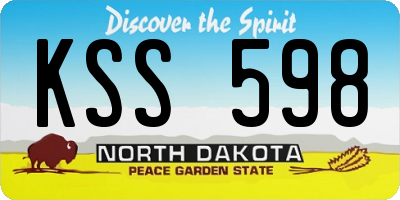 ND license plate KSS598