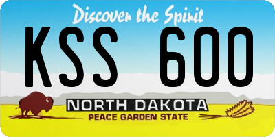 ND license plate KSS600