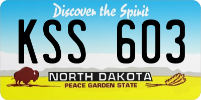 ND license plate KSS603
