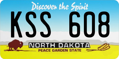 ND license plate KSS608