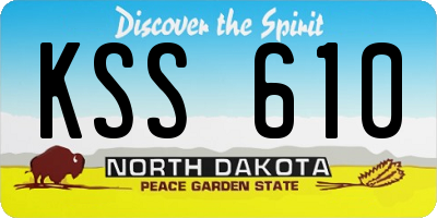 ND license plate KSS610