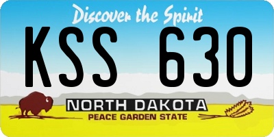 ND license plate KSS630