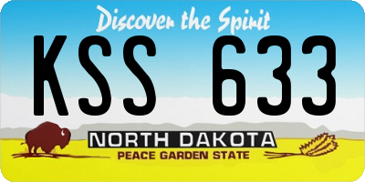 ND license plate KSS633