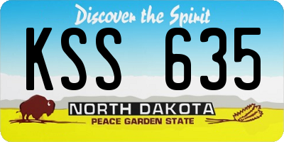 ND license plate KSS635