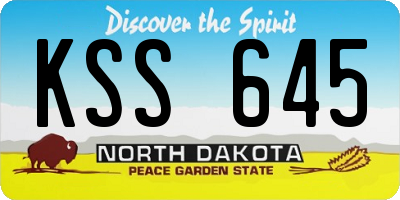 ND license plate KSS645