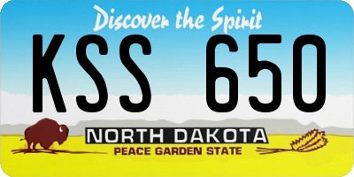 ND license plate KSS650