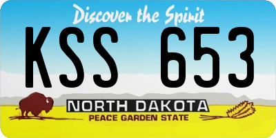 ND license plate KSS653