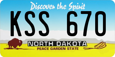 ND license plate KSS670