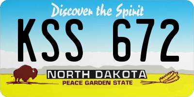 ND license plate KSS672