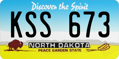 ND license plate KSS673