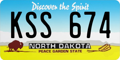 ND license plate KSS674