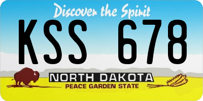 ND license plate KSS678
