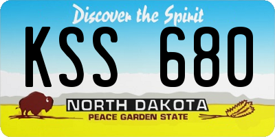 ND license plate KSS680