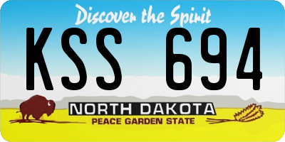 ND license plate KSS694