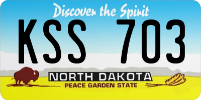 ND license plate KSS703