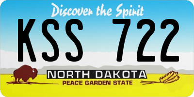 ND license plate KSS722