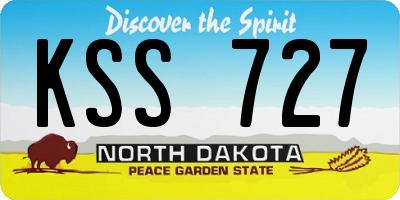 ND license plate KSS727
