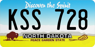 ND license plate KSS728