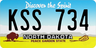 ND license plate KSS734