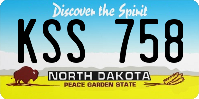 ND license plate KSS758