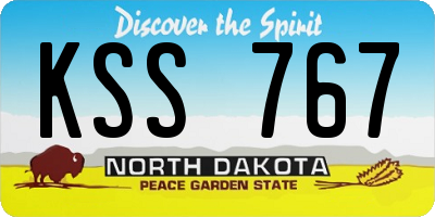 ND license plate KSS767