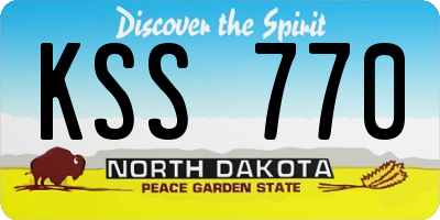 ND license plate KSS770