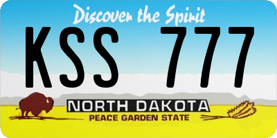 ND license plate KSS777