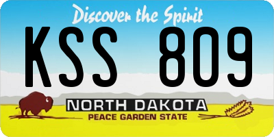 ND license plate KSS809