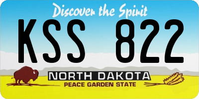 ND license plate KSS822