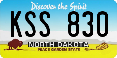 ND license plate KSS830